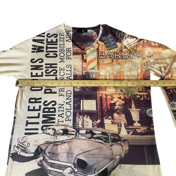 Just Cavalii Graphic Long Sleeve Tee Shirt Cars 3X tan cream - Picture 7 of 10